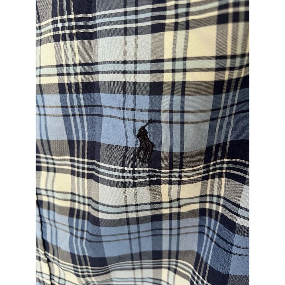 Ralph Lauren Polo Boy’s Plaid  Button-Down Shirt Blue Size XL 18-20 Preppy Pony